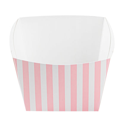 Bio Tek Square Pink and White Stripe Paper Snack Box - 5 1/4" x 5 1/4" x 3 1/4" - 200 count box