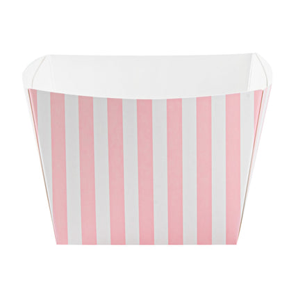 Bio Tek Square Pink and White Stripe Paper Snack Box - 5 1/4" x 5 1/4" x 3 1/4" - 200 count box