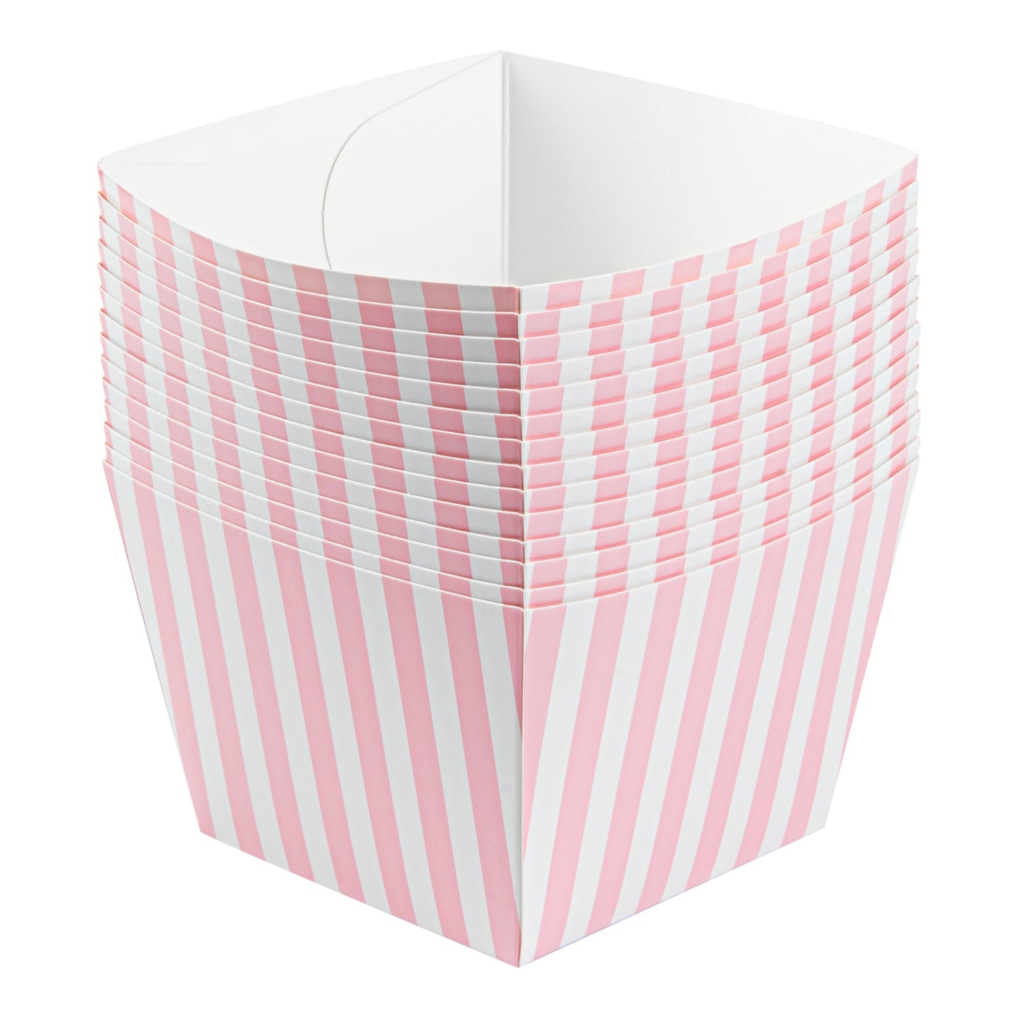 Bio Tek Square Pink and White Stripe Paper Snack Box - 5 1/4" x 5 1/4" x 3 1/4" - 200 count box