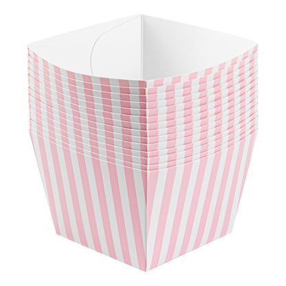 Bio Tek Square Pink and White Stripe Paper Snack Box - 5 1/4" x 5 1/4" x 3 1/4" - 200 count box