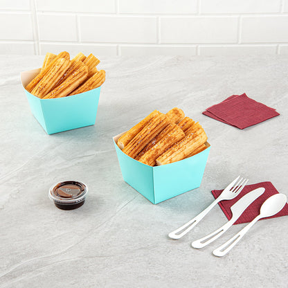 Bio Tek Square Turquoise Paper Snack Box - 5 1/4" x 5 1/4" x 3 1/4" - 200 count box