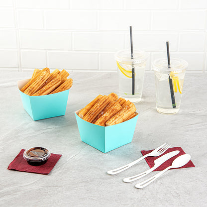 Bio Tek Square Turquoise Paper Snack Box - 5 1/4" x 5 1/4" x 3 1/4" - 200 count box