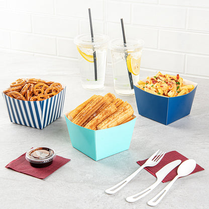 Bio Tek Square Turquoise Paper Snack Box - 5 1/4" x 5 1/4" x 3 1/4" - 200 count box