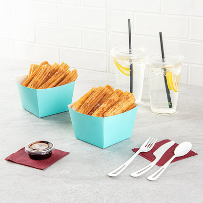 Bio Tek Square Turquoise Paper Snack Box - 5 1/4" x 5 1/4" x 3 1/4" - 200 count box