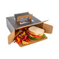 Cater Tek Square Black Paper Cake / Take Out Container - with Pop-Up Handle, Window - 9" x 9" x 3 1/2" - 50 count box