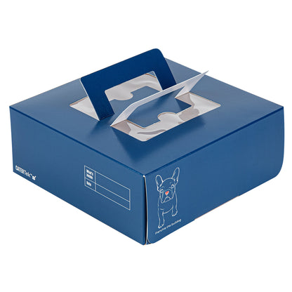 Cater Tek Square Frenchie Paper Cake / Take Out Container - with Pop-Up Handle, Window - 9" x 9" x 3 1/2" - 50 count box