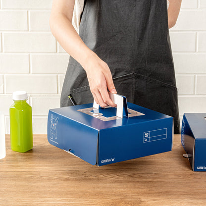 Cater Tek Square Frenchie Paper Cake / Take Out Container - with Pop-Up Handle, Window - 9" x 9" x 3 1/2" - 50 count box