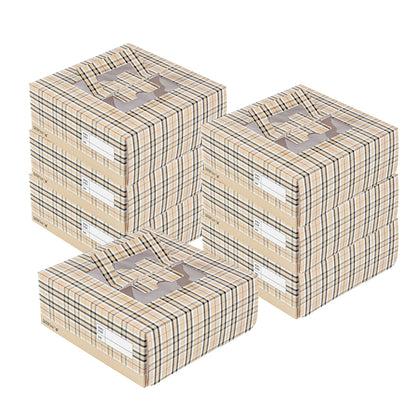 Cater Tek Square Plaid Paper Cake / Take Out Container - with Pop-Up Handle, Window - 9" x 9" x 3 1/2" - 50 count box