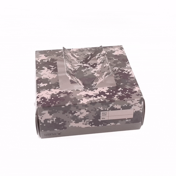 Cater Tek Square Camouflage Paper Cake / Take Out Container - with Pop-Up Handle, Window - 9" x 9" x 3 1/2" - 50 count box