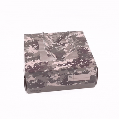 Cater Tek Square Camouflage Paper Cake / Take Out Container - with Pop-Up Handle, Window - 9" x 9" x 3 1/2" - 50 count box