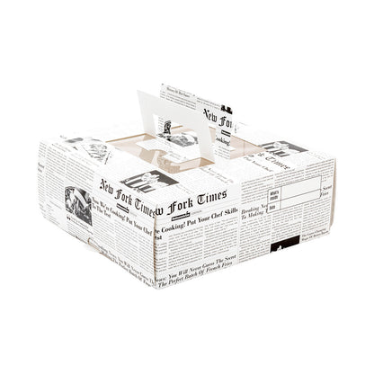 Cater Tek Square Newsprint Paper Cake / Take Out Container - with Pop-Up Handle, Window - 9" x 9" x 3 1/2" - 50 count box