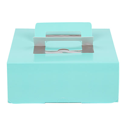 Cater Tek Square Turquoise Paper Cake / Take Out Container - with Pop-Up Handle, Window - 9" x 9" x 3 1/2" - 50 count box