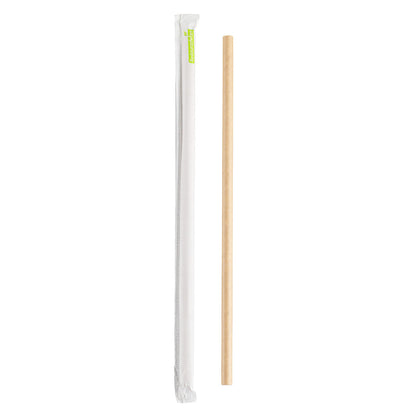 Bev Tek Kraft Paper Straw - Wrapped, Biodegradable, 7.5mm - 10" - 1000 count box