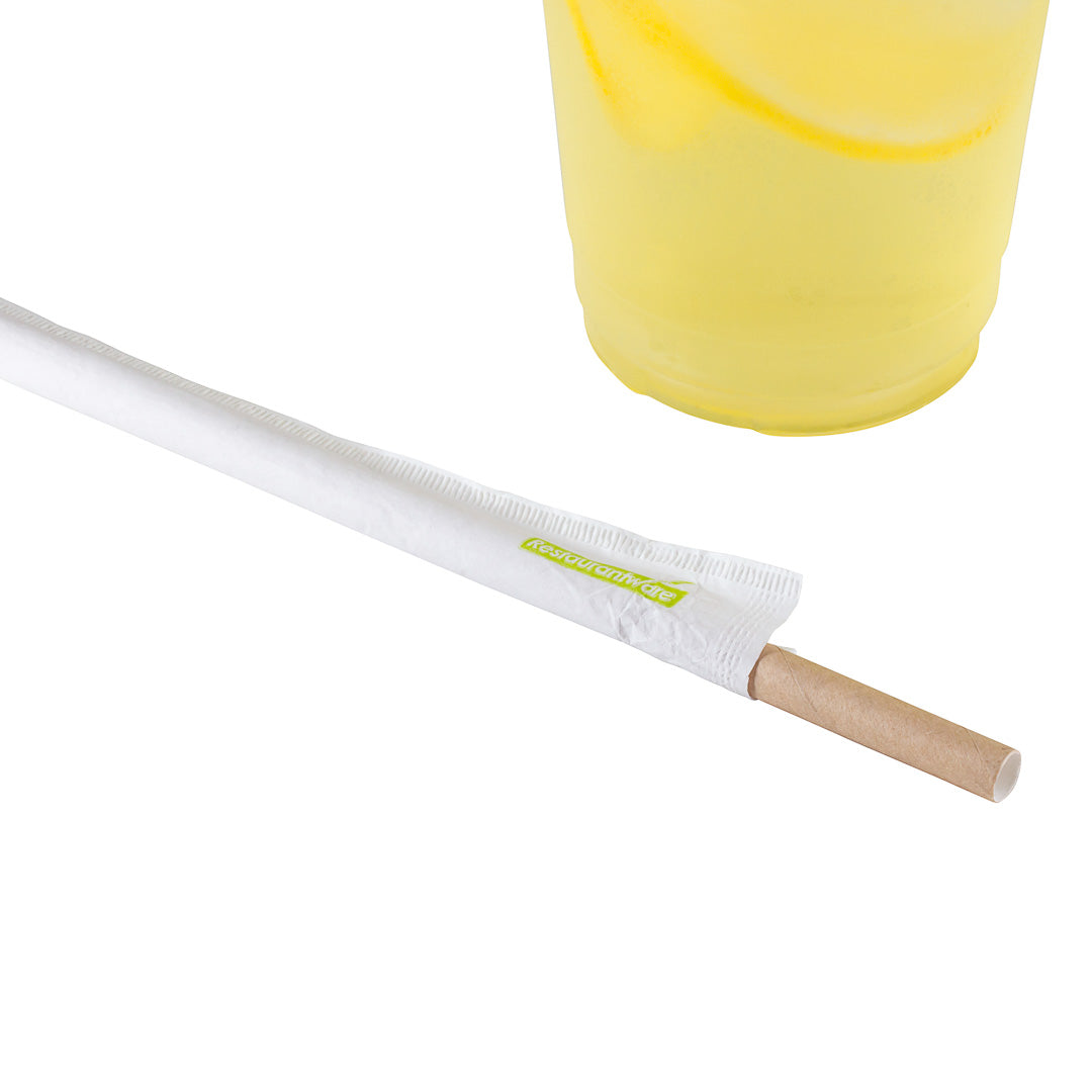 Bev Tek Kraft Paper Straw - Wrapped, Biodegradable, 7.5mm - 10" - 1000 count box