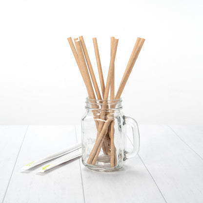 Bev Tek Kraft Paper Straw - Wrapped, Biodegradable, 7.5mm - 10" - 1000 count box
