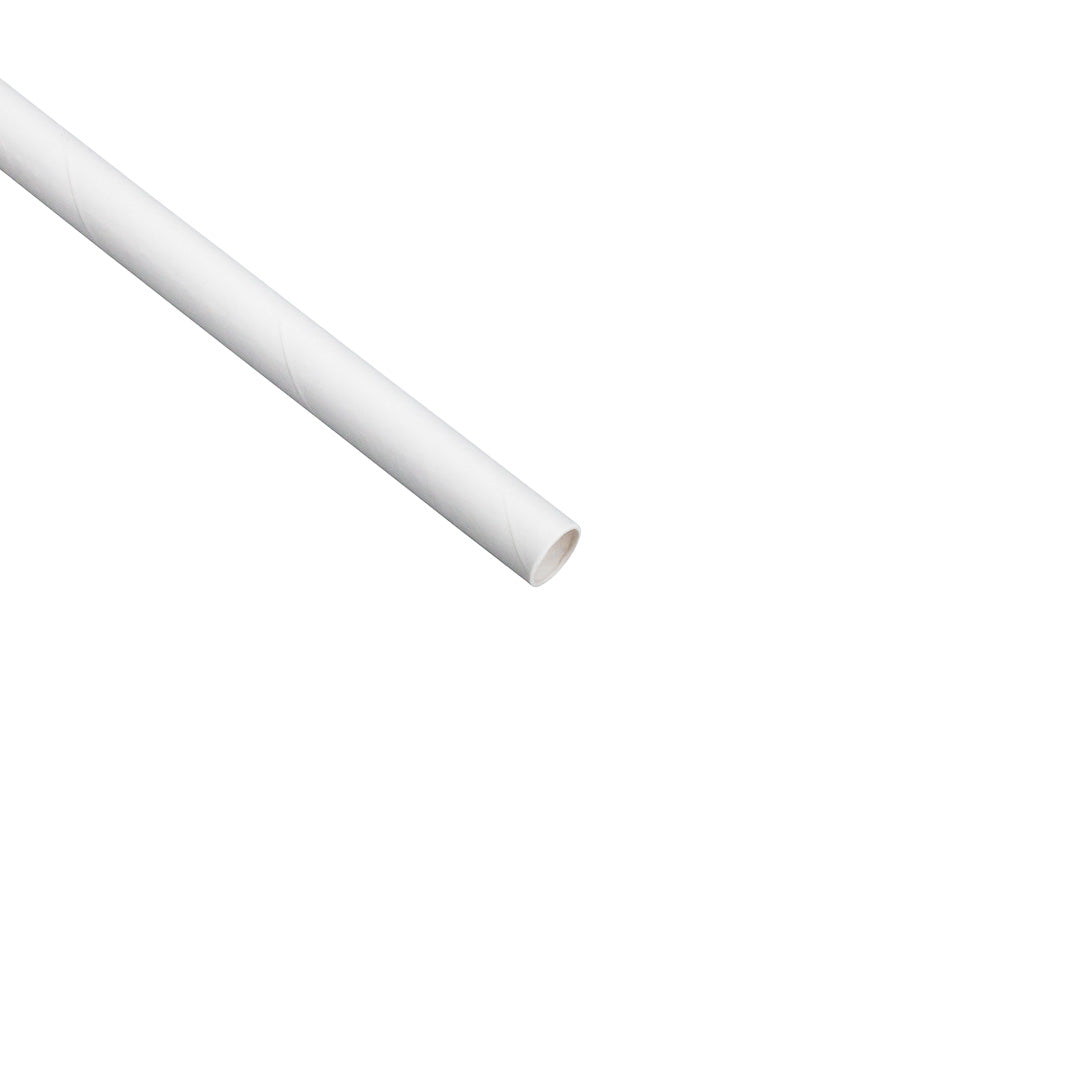 Bev Tek White Paper Straw - Wrapped, Biodegradable, 7.5mm - 10" - 1000 count box