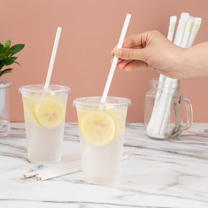 Bev Tek White Paper Straw - Wrapped, Biodegradable, 7.5mm - 10" - 1000 count box