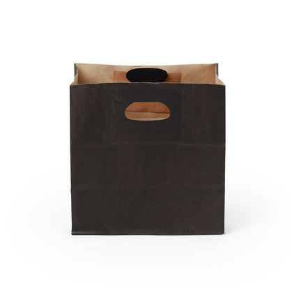 Bag Tek Rectangle Black Paper Take Out Bag - with Handles - 11" x 7" x 11" - 100 count box