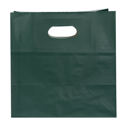 Bag Tek Rectangle Forest Green Paper Take Out Bag - with Handles - 11" x 7" x 11" - 100 count box