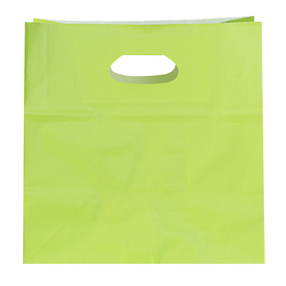 Bag Tek Rectangle Eco Green Paper Take Out Bag - with Handles - 11" x 7" x 11" - 100 count box