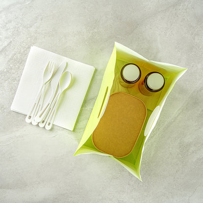 Bag Tek Rectangle Eco Green Paper Take Out Bag - with Handles - 11" x 7" x 11" - 100 count box