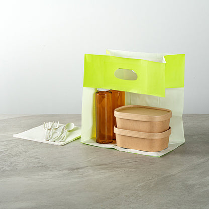 Bag Tek Rectangle Eco Green Paper Take Out Bag - with Handles - 11" x 7" x 11" - 100 count box