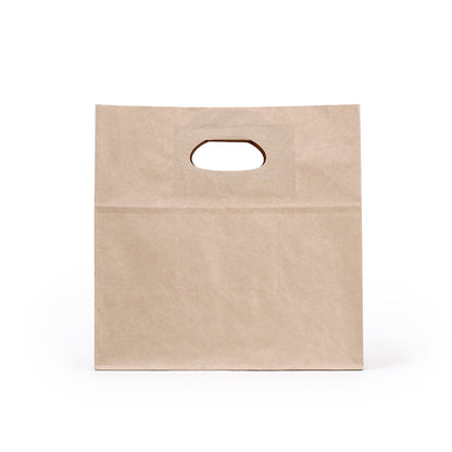 Bag Tek Rectangle Kraft Paper Take Out Bag - with Handles - 11" x 7" x 11" - 100 count box