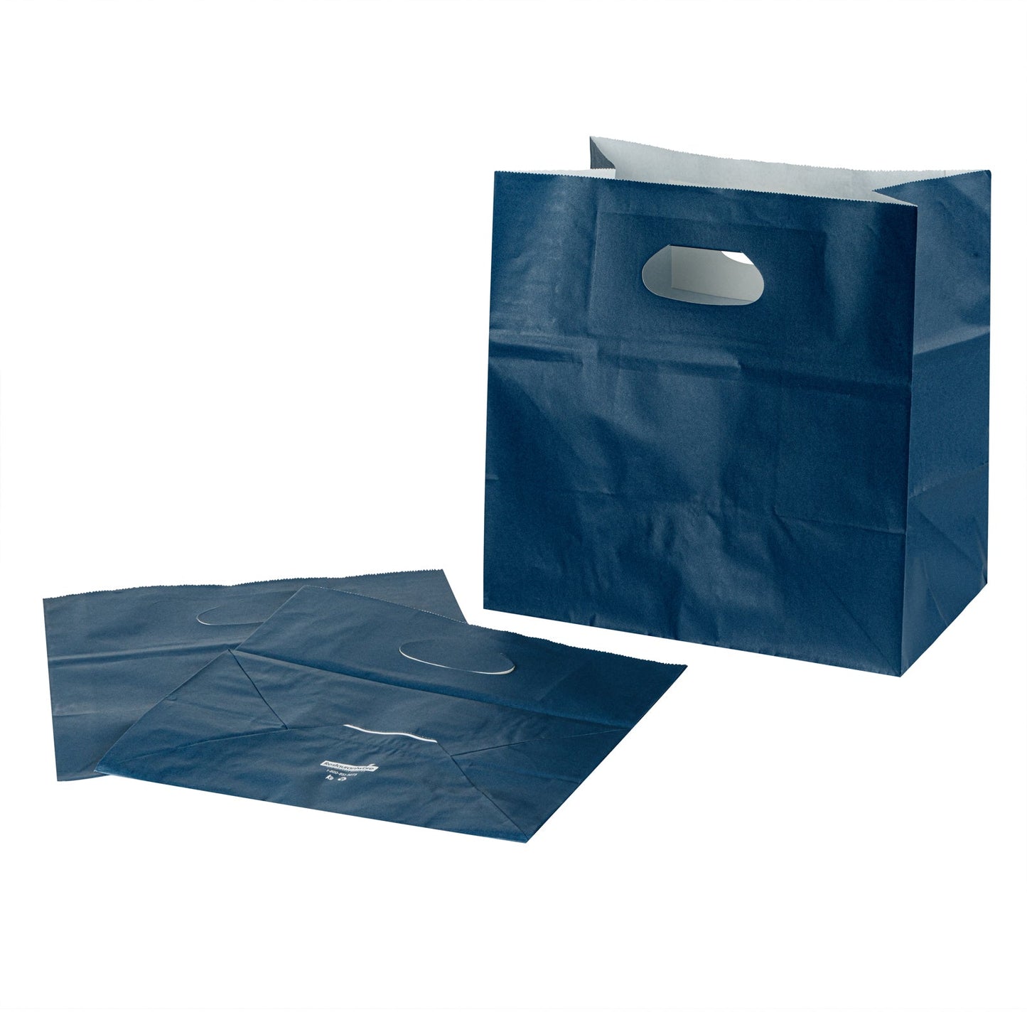 Bag Tek Rectangle Midnight Blue Paper Take Out Bag - with Handles - 11" x 7" x 11" - 100 count box