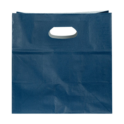 Bag Tek Rectangle Midnight Blue Paper Take Out Bag - with Handles - 11" x 7" x 11" - 100 count box