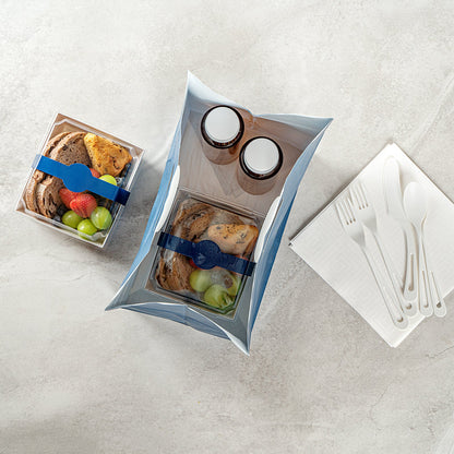 Bag Tek Rectangle Midnight Blue Paper Take Out Bag - with Handles - 11" x 7" x 11" - 100 count box