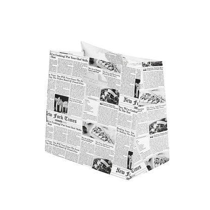 Bag Tek Rectangle Newsprint Paper Take Out Bag - with Handles - 11" x 7" x 11" - 100 count box