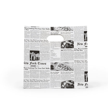 Bag Tek Rectangle Newsprint Paper Take Out Bag - with Handles - 11" x 7" x 11" - 100 count box
