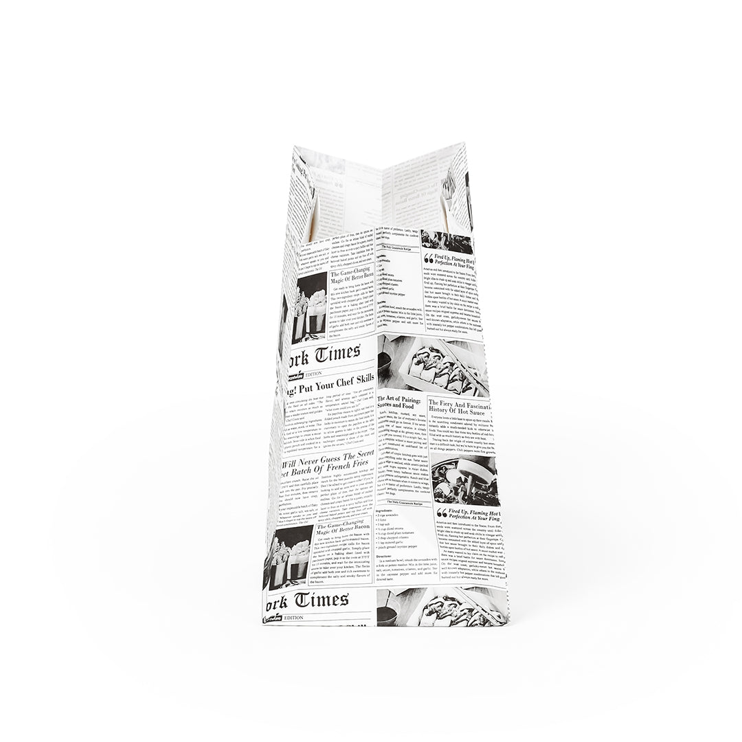 Bag Tek Rectangle Newsprint Paper Take Out Bag - with Handles - 11" x 7" x 11" - 100 count box