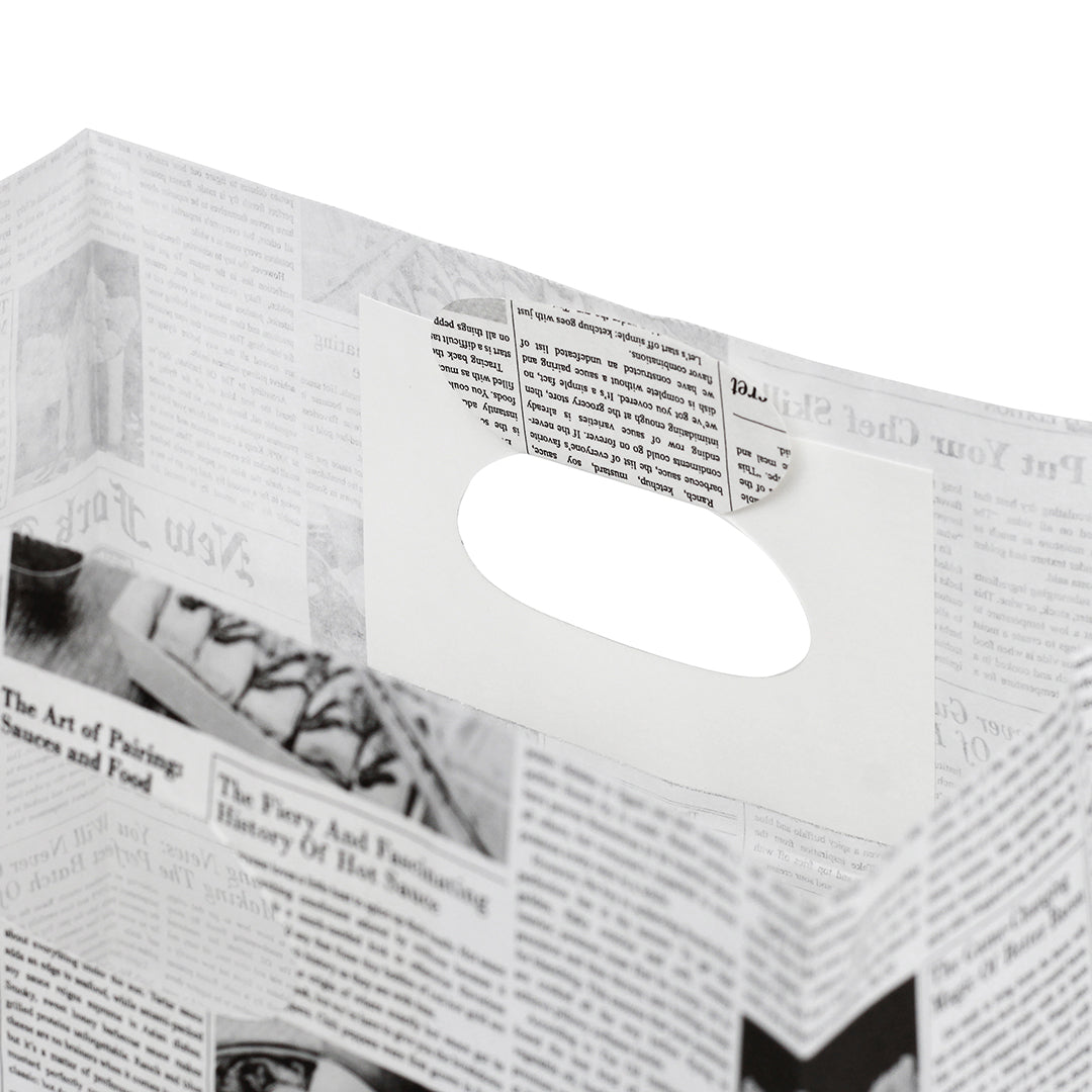 Bag Tek Rectangle Newsprint Paper Take Out Bag - with Handles - 11" x 7" x 11" - 100 count box