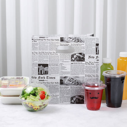 Bag Tek Rectangle Newsprint Paper Take Out Bag - with Handles - 11" x 7" x 11" - 100 count box