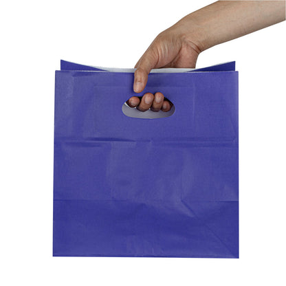 Bag Tek Rectangle Purple Paper Take Out Bag - with Handles - 11" x 7" x 11" - 100 count box