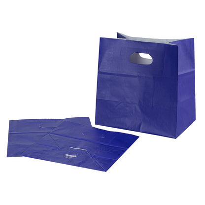 Bag Tek Rectangle Purple Paper Take Out Bag - with Handles - 11" x 7" x 11" - 100 count box