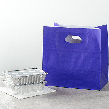 Bag Tek Rectangle Purple Paper Take Out Bag - with Handles - 11" x 7" x 11" - 100 count box