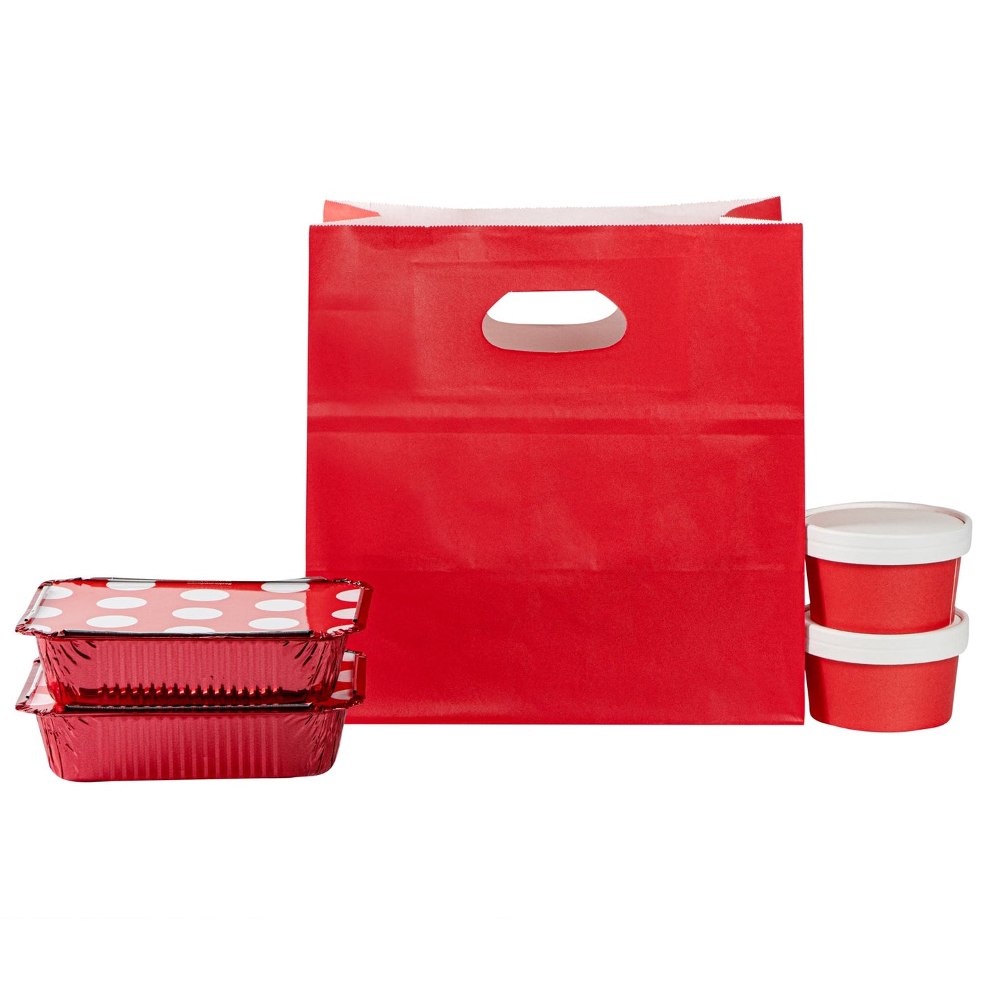 Bag Tek Rectangle Red Paper Take Out Bag - with Handles - 11" x 7" x 11" - 100 count box