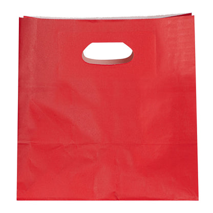 Bag Tek Rectangle Red Paper Take Out Bag - with Handles - 11" x 7" x 11" - 100 count box