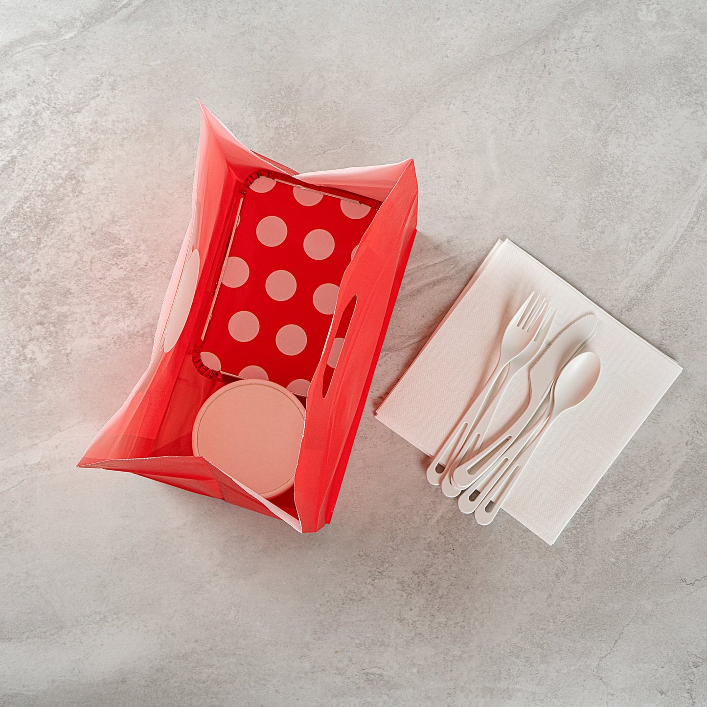 Bag Tek Rectangle Red Paper Take Out Bag - with Handles - 11" x 7" x 11" - 100 count box