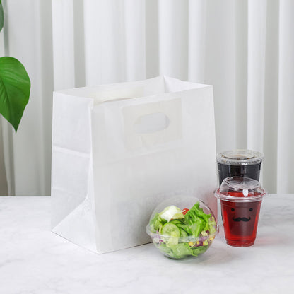Bag Tek Rectangle White Paper Take Out Bag - with Handles - 11" x 7" x 11" - 100 count box