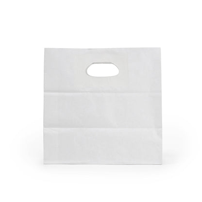 Bag Tek Rectangle White Paper Take Out Bag - with Handles - 11" x 7" x 11" - 100 count box