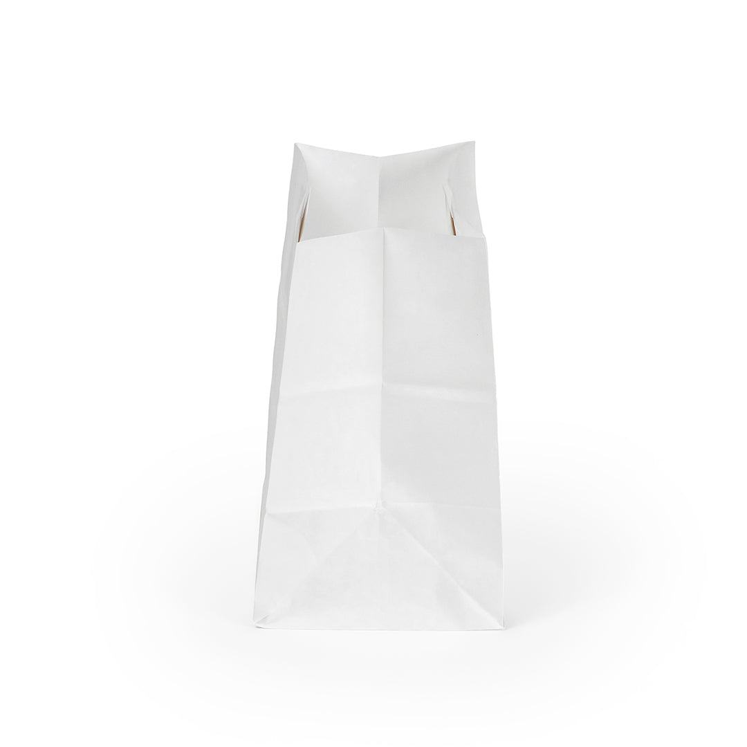 Bag Tek Rectangle White Paper Take Out Bag - with Handles - 11" x 7" x 11" - 100 count box