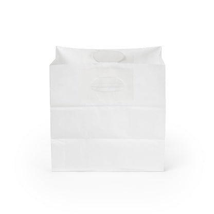Bag Tek Rectangle White Paper Take Out Bag - with Handles - 11" x 7" x 11" - 100 count box