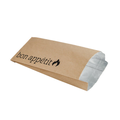 Bag Tek Kraft Paper Printed Foil Bag - Pint Size, Bon Appetit - 4 1/2" x 2" x 11 1/2" - 100 count box