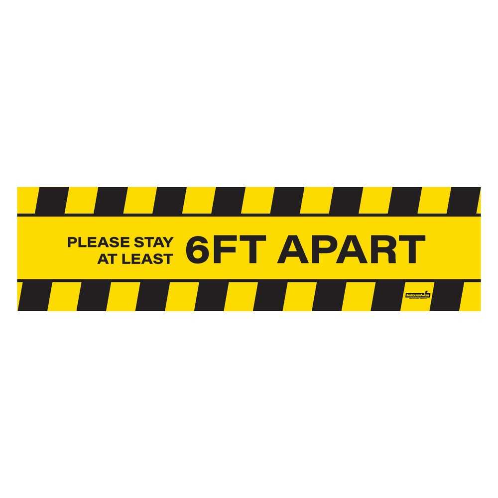 RW Smart Rectangle Yellow Social Distancing Floor / Wall Decal - 20" x 5" - 1 count box