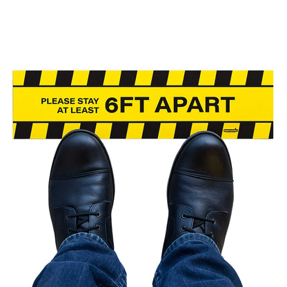 RW Smart Rectangle Yellow Social Distancing Floor / Wall Decal - 20" x 5" - 1 count box