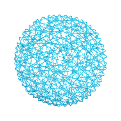 Spinweave Round Cerulean Blue Paper Handmade Placemat - Semi-Disposable - 15" x 15" - 6 count box
