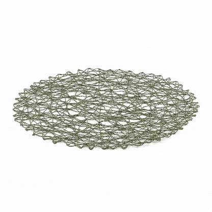 Spinweave Round Green Paper Handmade Placemat - Semi-Disposable - 15" x 15" - 6 count box
